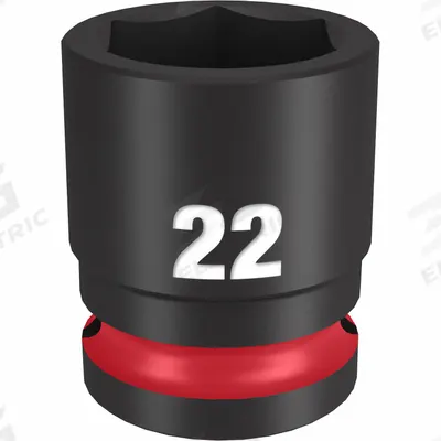 MILWAUKEE Standard Impact Socket: 1/2 in Drive Size, Metric, 22 mm Socket Size, 6-Point - 1/2" Drive Impact Sockets