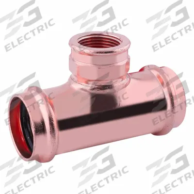 APPROVED VENDOR Crimp Tee Fitting: Tee, 1 1/4 in CTS x 1 1/4 in CTS x 3/4 in Pipe size - Plumbing Copper & Bronze Press Tube Fittings