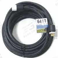 SOUTHWIRE Extension Cord: Outdoor Use, 100 ft Lg, Outlet, L14-30P, 10/4, SOW, Black, 30 A Current (MPN 6410). Key specifications — Brand: SOUTHWIRE; Temperature Rating: -40° to 194°F; NEMA Plug Configuration: L14-30P.