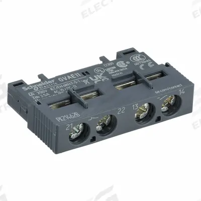 SCHNEIDER Auxiliary Contact: 1NO/1NC, 2.5 A Max Current (AC), Front Mount - Schneider Electric Auxiliary Contacts