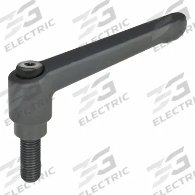JW WINCO Adjustable Handles; Adjustable Levers: Zinc w/ Steel Thread, 3/8"-16 Thread - Teardrop-Style Adjustable Handles with Threaded Stud