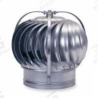 Wind-Driven Turbine Exhaust Ventilator: 31 5/8 in Head Dia, 20 in Throat Dia, 1,700 cfm @ 4 mph (MPN TV20G). Key specifications — Bracing Location: External; Housing Material: Steel; Bearing Type: Lower Thrust Ball Bearing; Brand: EMPIRE.
