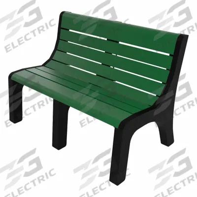ULTRASITE Outdoor Bench: Newport, 48 in Overall Lg, 33 3/8 in Overall Ht, Green - Vandal Resistant Resinwood Benches
