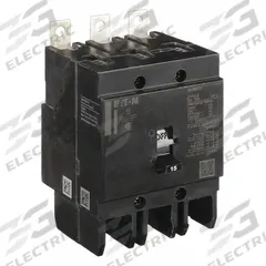 EATON Miniature Circuit Breaker: 15 A, 277/480V AC, Three Phase, 14kA at 277/480V AC, 3 Poles, Std (MPN GHB3015). Key specifications — attr195951: 15 A; attr195952: 277/480V AC; attr195953: Three; attr195954: 14kA at 277/480V AC; attr195958: Standard; attr195955: Eaton Powerline Panelboards; attr211136: EATON.