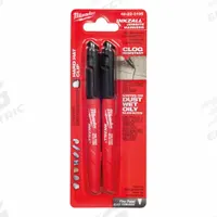 MILWAUKEE Ink Industrial Marker: Bullet, Black, Std Actuation Style, Point, 2 PK (MPN 48-22-3105). Key specifications — attr1270572: Plastic; attr1270597: Bullet; attr1270599: Less than 30 sec; attr1270608: MILWAUKEE.