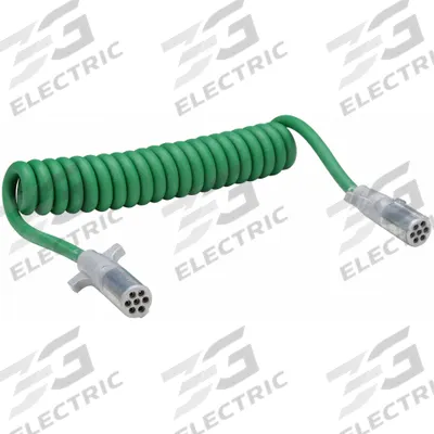 GROTE Coiled Power Cord: Die-Cast Plugs, 12 ft Wire Lg, 12 ft Overall Lg (MPN 87100) - Fleet and Vehicle Maintenance