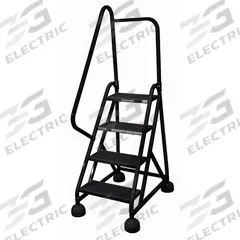 COTTERMAN Rolling Ladder: 3 ft Platform Ht, Partially Assembled, Steel, Wt-Actuated Auto-Lock (MPN ST-422 A2 C7 P5). Key specifications — Includes Handrails: Handrails Included; Material: Steel; Brand: COTTERMAN; Color: Black.