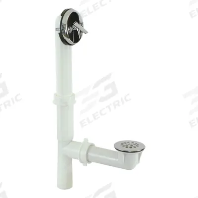 APPROVED VENDOR Shower Drain: Stainless Steel, Chrome, 1 1/2 in Overall Dia, Trip Lever - Bathtub Drain & Overflow Kits