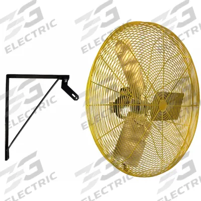 HESSAIRE Mounted Fan: 30 in Blade Dia, 115V AC, 1/2 hp Motor HP, Wall Mount, Non-Oscillating - High-Visibility Industrial Wall-Mount Fans