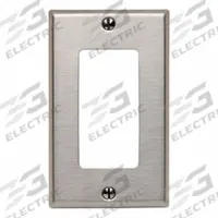 LEVITON Wall Plate: Duplex Outlet, 1 Gang, Silver, Std Size (MPN 84401-40). Key specifications — Brand: LEVITON; Material: Stainless Steel.