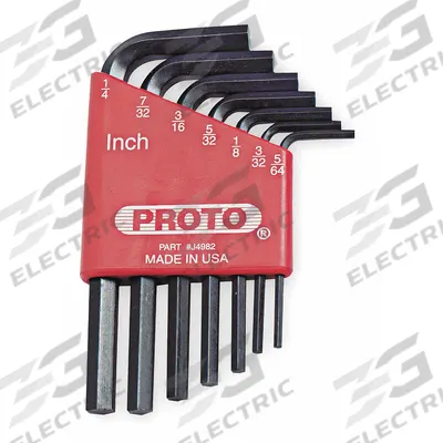 PROTO Hex Key Set: 6 - 10 Pieces, L, SAE, Std End, Short, 7 Pieces, Holder, Black Oxide - L-Shaped Hex Key Sets