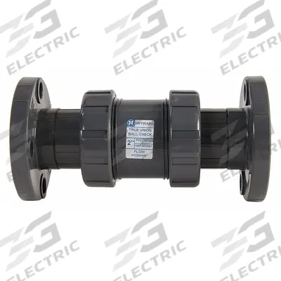 HAYWARD Check Valve: Ball, Inline Valve Body, PVC, 6 in Pipe Size, Flange x Flange - PVC Ball Check Valves