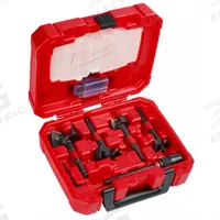 MILWAUKEE Plumber Self Feed Drill Bit Set: Hex, 6 1/2 in Overall Lg, Steel, 1/4 in Shank Hex Size (MPN 49-22-5100). Key specifications — attr255730: (1) 5-1/2 in Extension; attr325817: Plumber Self Feed Drill Bit Set; attr277224: MILWAUKEE.
