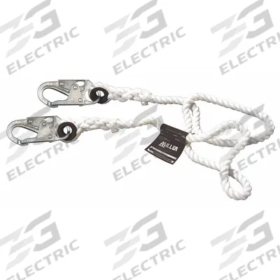 MILLER BY PIP Positioning Lanyard: Steel Snap Hook, Steel Snap Hook, 20 ft Lg - Positioning & Restraint Lanyards