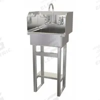 SANI-LAV Hand Sink: 43 1/2 in Overall Ht, 17 in Bowl Lg, 7 in Bowl Dp, 0.5 gpm Flow Rate, 16 ga (MPN 727F.5). Key specifications — Includes Side Splash: Side Splash Included; Brand: SANI-LAV.