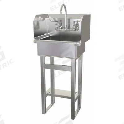 SANI-LAV Hand Sink: 43 1/2 in Overall Ht, 17 in Bowl Lg, 7 in Bowl Dp, 0.5 gpm Flow Rate - One-Station Freestanding Hand Sinks with Faucets