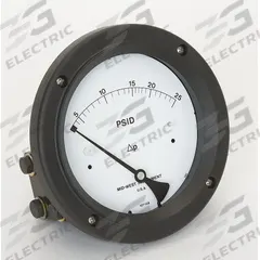 MIDWEST INSTRUMENT Differential Pressure Gauge: Back, 1/4 in NPT Female, ±3-2-3% Gauge Accuracy, 142 (MPN 142-SC-00-OO-25P). Key specifications — Sensor Type: Diaphragm; Series: 142; Housing Material: 316 Stainless Steel; Certificate of Calibration: Not Included; Gauge Accuracy: ±3-2-3%.