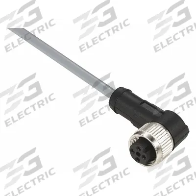 TELEMECANIQUE SENSORS Cordset: M12 Female Right Angle X Bare Wire, 4 Pins, Gray, PVC, 2 m Cable Lg - Single-Ended Cordsets with PVC Jacket for Flexing Applications