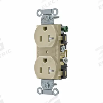 BRYANT Receptacle: Duplex, 5-20, Ivory, 125V AC, 20 A, 2 Pole / 3 Wire (MPN CRS20ITR) - General Purpose Receptacles
