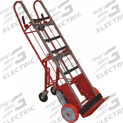 APPROVED VENDOR Appliance Hand Truck: 1,800 lb, Vertical Dual-Loop, Red, 10 in Wheel Dia. - Ergonomic Tilt-Back Steel Appliance Hand Trucks