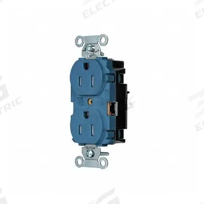 HUBBELL Receptacle: Duplex, 5-15, Blue, 125V AC, 15 A, 2 Pole / 3 Wire (MPN 5262STBLTR) - General Purpose Receptacles