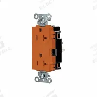 HUBBELL Receptacle: Decorator Duplex, 5-20, Orange, 125V AC, 20 A, 2 Pole / 3 Wire (MPN HBL2162STO)