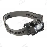 Safety-Rated Headlamp: 155 lm, 6 hr Run Time at Max. Brightness, 81 m Max Beam, 3 Light Outputs (MPN 2765C). Key specifications — Brand: PELICAN; Battery Requirements - Broad: Includes 3 AAA.