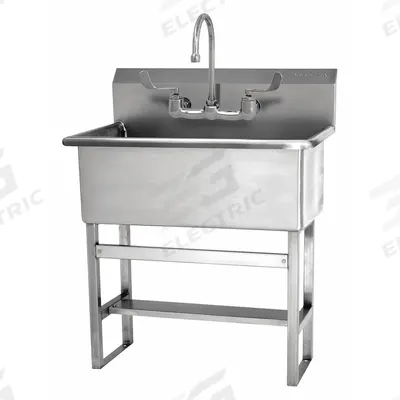 SANI-LAV Scrub Sink: 45 1/2 in Overall Ht, 22 in Bowl Lg, 10 1/2 in Bowl Dp - One-Station Freestanding Hand Sinks with Faucets