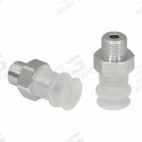 SCHMALZ Vacuum Pad Assembly: Bellows, 1.5 Folds, G1/8 in Vacuum Port, 14.5 mm Pad Dia, Clear, 55 A (MPN 10.01.06.00384). Key specifications — attr1019136: 10.01.06.00384; attr1019138: SCHMALZ; attr1019139: 55 A.
