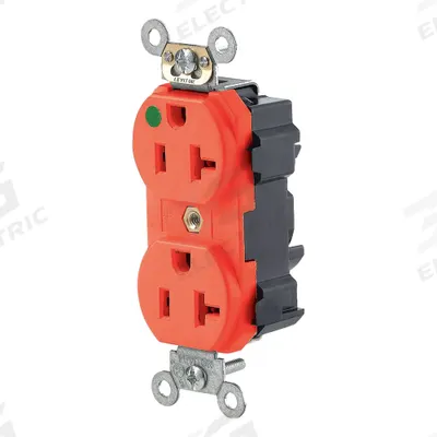 LEVITON Receptacle: Hospital Grade Fed. Spec., Duplex, 5-20R, Red, 125V AC, 20 A - General Purpose Receptacles
