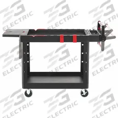 RUBBERMAID COMMERCIAL PRODUCTS Utility Cart: 500 lb, 2 Shelves, 48 in L x 25 in W Self, Black (MPN 1997208). Key specifications — Shelf Color: Black; Brand: RUBBERMAID COMMERCIAL PRODUCTS; Caster/Wheel Configuration: (2) Swivel with Brake.