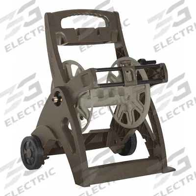 SUNCAST Garden Hose Reel: 225 ft (5/8 in I.D.), 15 in Reel Dia, Brown/Tan, 2 Wheels - Plastic Garden Hose Carts