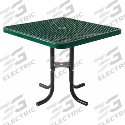 ULTRASITE Patio Table: Green, Expanded Metal, 30 1/4 in Overall Ht, 36 in Overall Wd - Square Top Patio Tables