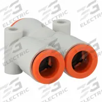 SMC Push-Fit Wye Fitting: 3/8 in OD x 3/8 in OD x 1/2 in OD Size, Polybutylene Terephthalate, White (MPN KQ2U11-13A). Key specifications — Brand: SMC.