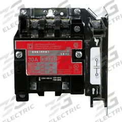 SQUARE D Lighting Magnetic Contactor: 4 Poles, 120V AC, 30 A, Electrically Held (MPN 8903SMO3V02). Key specifications — attr948947: SQUARE D.