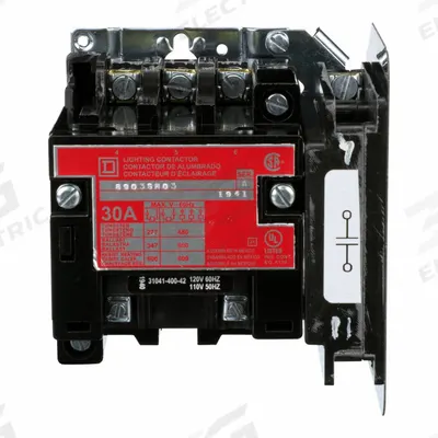 SQUARE D Lighting Magnetic Contactor: 4 Poles, 120V AC, 30 A - Electrically Held Lighting Contactors