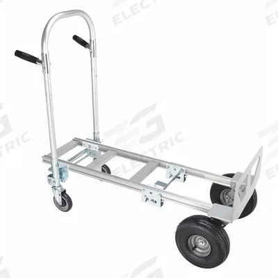 Dayton Convertible Hand Truck: 600 lb, Dual-Handle, Silver, Aluminum, Pneumatic - 2-Position Convertible Hand Trucks