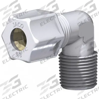 JACO Male Elbow Compression Connector: 1/4 in OD x 1/8 in Pipe Size, Compression x MNPT - General Purpose Nylon Compression Fittings