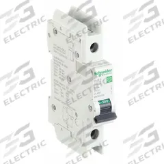 SCHNEIDER ELECTRIC IEC Miniature Circuit Breaker: 4 A Amps, 60V DC, 14kA at 120/240V AC, Screw Clamp (MPN M9F43104). Key specifications — Brand: SCHNEIDER; DC Voltage Rating: 60V DC; Max. AIR Rating: 14kA at 120/240V AC; Terminal Connection: Screw Clamp; AC Voltage Rating: 240/415V AC.