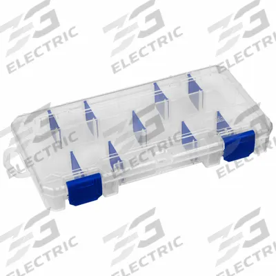 FLAMBEAU Compartment Box: 9 1/8 in x 5 in x 1 1/2 in, Clear - Small Parts Compartmented Boxes with Adjustable Dividers