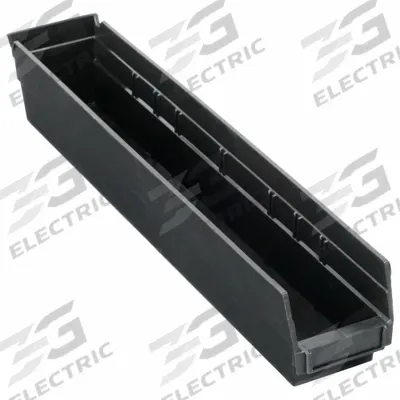 QUANTUM STORAGE SYSTEMS Shelf Bin: 23 5/8 in Overall Lg, 4 1/8 in x 4 in, Black - Recycled Plastic Shelf Bins