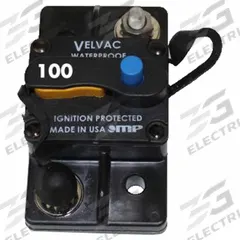 Automotive Circuit Breaker: Type III, 30V DC, 3 kA at 30V DC, Blade (MPN 091007). Key specifications — Series: Type III; Voltage: 30V DC; Interrupt Rating: 3 kA at 30V DC; Terminal Connection: Blade; Circuit Breaker Type: Hi-Amp Circuit Breaker; Brand: VELVAC.