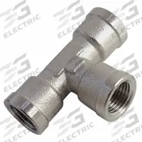 LEGRIS Metal Pipe Tee: Tee, 3/8 in x 3/8 in x 3/8 in, Nickel-Plated Brass, 870 psi, 2 in Lg (MPN 0915 00 17). Key specifications — Brand: LEGRIS; Maximum Operating Pressure: 870 psi.