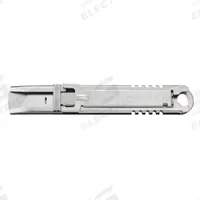 OLFA Safety Knife: 5 1/2 in Overall Lg, Textured, 3/4 in Overall Wd, Metal, Silver, Quick-Change (MPN SK-14). Key specifications — attr307884: Quick-Change; attr307885: Stainless Steel Rounded Tip; attr307882: Silver; attr307878: Textured; attr307881: Metal; attr324892: OLFA.