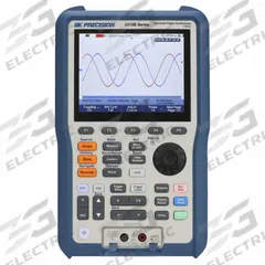 B&K PRECISION Handheld Oscilloscope: Portable Handheld Digital Oscilloscopes, Fully Isolated, Auto (MPN 2516B). Key specifications — Power Source: AC Adapter; IP Rating: IP51; Manufacturer Part Number: 2516B; AC Magnitude Calculation: True RMS; Basic AC Current Accuracy: ±(1% +15 Digits); Basic AC Voltage Accuracy: +/-(1% +15 Digits); Basic DC Current Accuracy: ±(1% +15 Digits); Basic DC Voltage Accuracy: ±(1% +15 Digits).