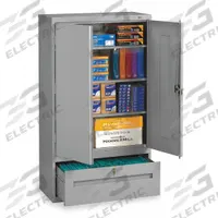 TENNSCO Lateral File Drawer Cabinet: 36 in x 18 in x 66 in, Recessed Pull Handle & Keyed, Leveling (MPN DWR6618MGY). Key specifications — Cabinet Color: Gray; Method of Construction: Welded; Base Type: Leveling; Assembled: Assembled; Mobility: Stationary; Adjustable Shelves: Adjustable; Cabinet Material: Steel; Brand: TENNSCO.