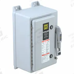 SQUARE D Safety Switch: Fusible, 60 A, Three Phase, 600V AC, Non-Metallic, Indoor/Outdoor (MPN H362DF). Key specifications — Brand: SQUARE D.