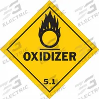 BRADY DOT Container Label: Oxidizer, 4 in x 4 in, 4 in Label Ht, 4 in Label Wd, Vinyl, 500 Labels (MPN 121071). Key specifications — Brand: BRADY; Message: Oxidizer.