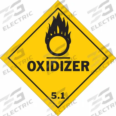 BRADY Container Label: Oxidizer, 4 in x 4 in, 4 in Label Ht, 4 in Label Wd, Vinyl - Class 5: Oxidizing Agents & Organic Peroxides