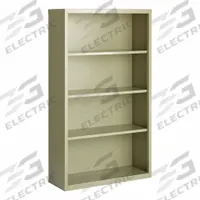HIRSH Bookcase: Putty, Steel, 60 in Overall Ht, 34 1/2 in Overall Wd, 13 in Overall Dp, 4 Shelves (MPN 21992). Key specifications — Material: Steel; Brand: HIRSH; Color: Putty.